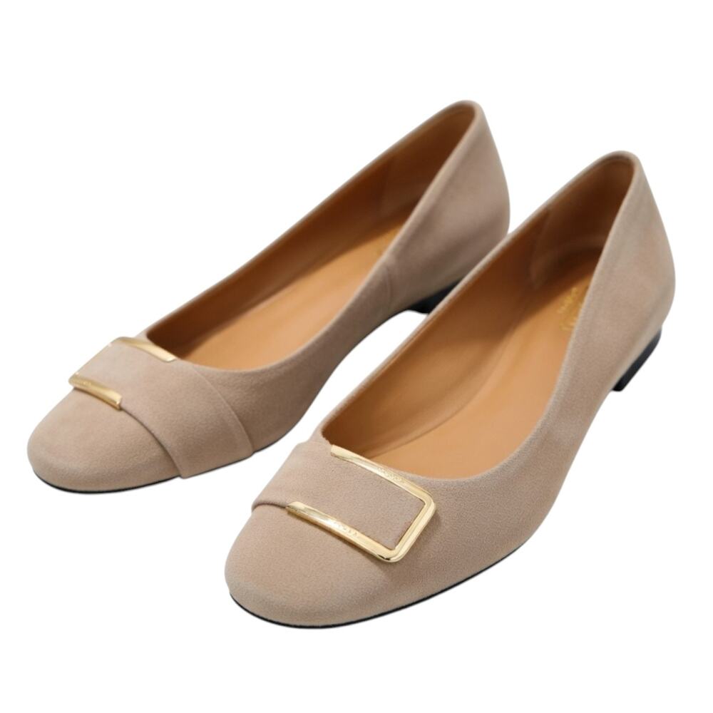 COACH Light Taupe Suede Buckled Ballet Flats Size 9.5B